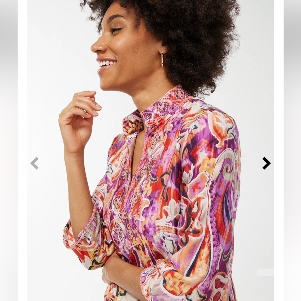 Chicos 40th Anniversary Paisley Multicolor Beaded Tunic - Picture 4 of 10